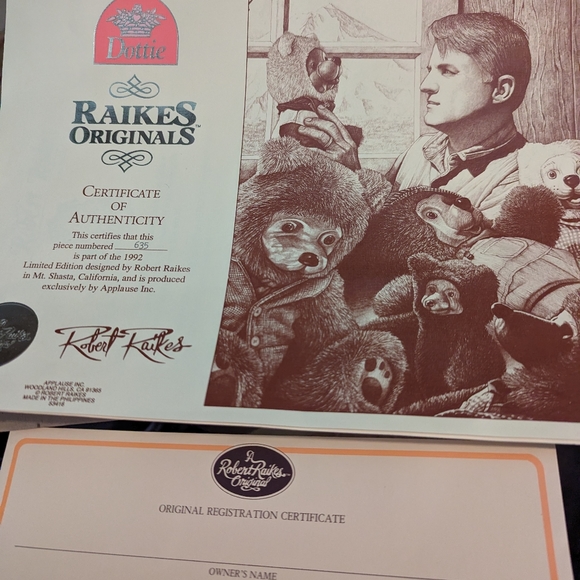 Robert Raikes Vintage Dottie wooden faced rabbit doll with stand - Picture 7 of 9